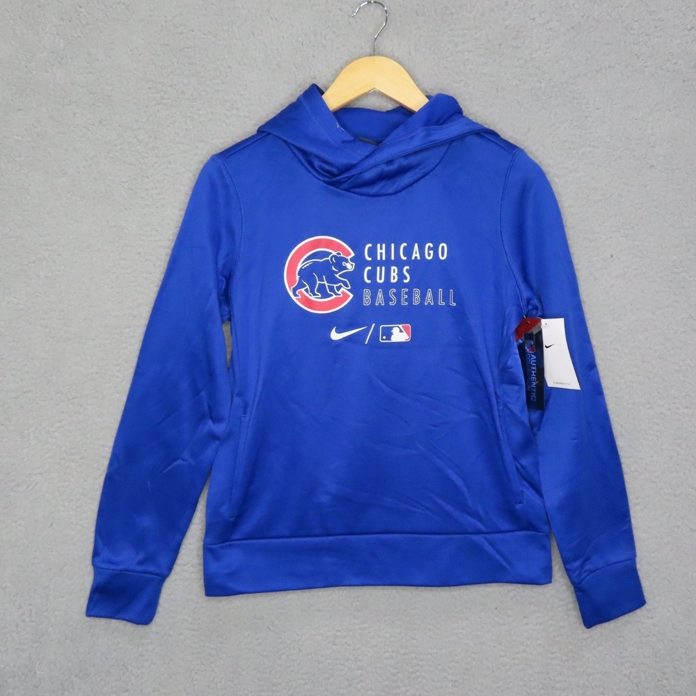 Nike Chicago Cubs Hoodie Sweatshirt Womens Small Blue Long Sleeve Pullover NEW